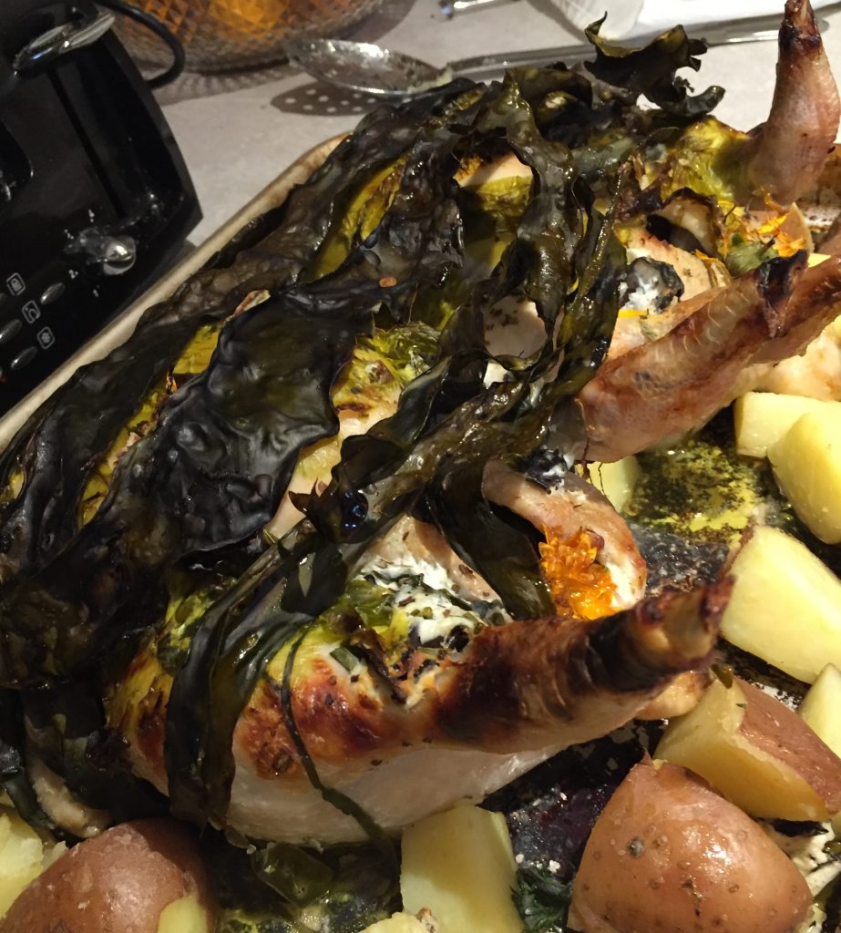 Even a loose wrapping of kelp on a roast chicken takes it to new levels